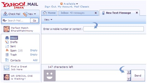 free sms from yahoo mail